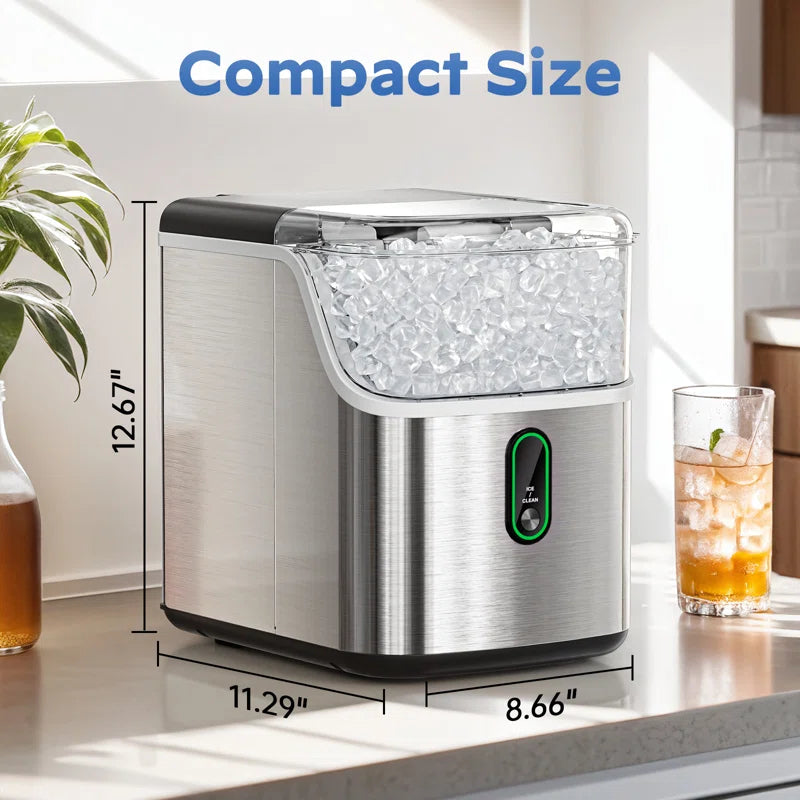 35 Lb. Nugget Stainless Steel Kitchen Countertop Ice Makers, Daily Production Chewable Ice Maker Machine for Camping and Party